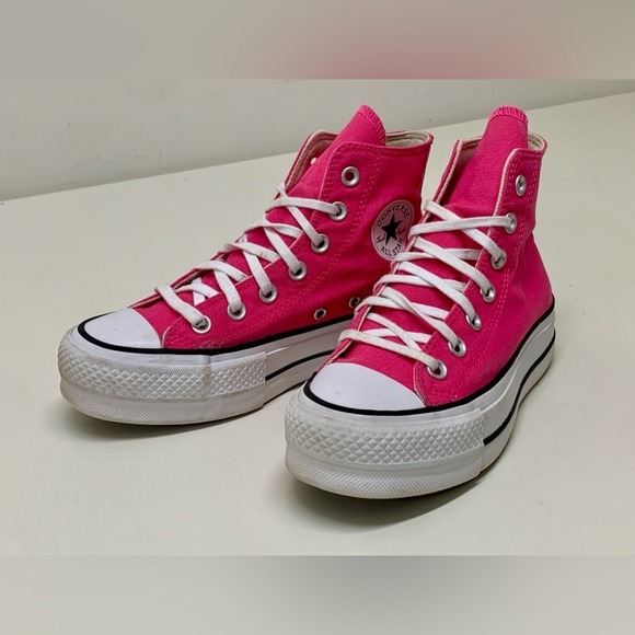 Women’s 5 Converse Chuck Taylor High Top Double Stacked Platform Sneakers Shoes - Picture 12 of 16